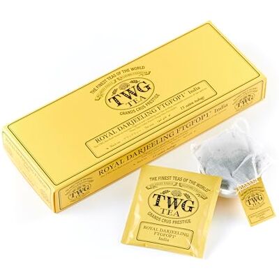 TWG Tea Royal Darjeeling FTGFOP1 Tè Nero Albicocche Mature 15 Bustine di Tè in Cotone Cucite a Mano Set Regalo TWG Tea Royal Darjeeling FTGFOP1 Tè Nero Albicocche Mature 15 Bustine di Tè in Cotone Cucite a Mano Set Regalo