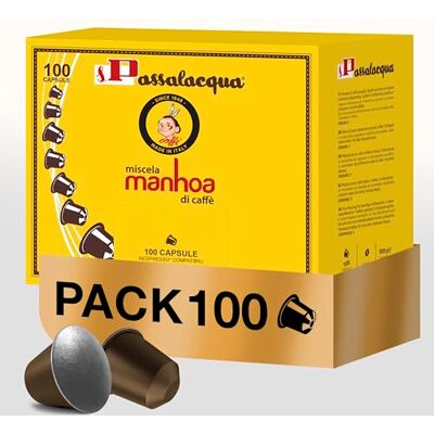 Passalacqua Caffè Premium – Manhoa 100 Capsule Compatibili Nespresso – Tostatura Autentica Napoletana 75% Arabica – Caffè Dolce e Aromatico con Note di Miele, Cioccolato e Caramello – Made in Italy Passalacqua Caffè Premium – Manhoa 100 Capsule Compatibili Nespresso – Tostatura Autentica Napoletana 75% Arabica – Caffè Dolce e Aromatico con Note di Miele, Cioccolato e Caramello – Made in Italy