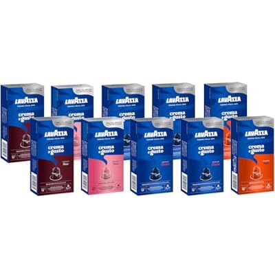 Lavazza , Capsule Caffè in Alluminio, Gusti Assortiti Crema e Gusto, Compatibili con Macchine Nespresso, 10 Confezioni da 10 Capsule, 4 x C&G, 3 x C&G Dolce, 2 x C&G Ricco, 2 x C&G Forte, 100 capsule Lavazza , Capsule Caffè in Alluminio, Gusti Assortiti Crema e Gusto, Compatibili con Macchine Nespresso, 10 Confezioni da 10 Capsule, 4 x C&G, 3 x C&G Dolce, 2 x C&G Ricco, 2 x C&G Forte, 100 capsule