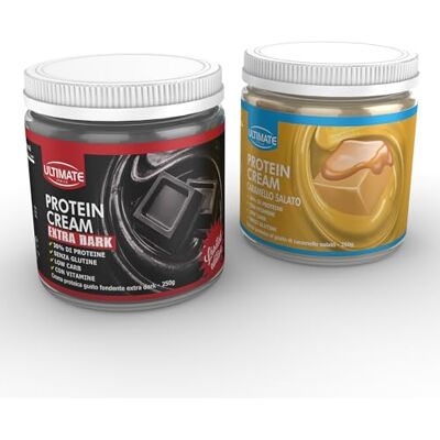 ULTIMATE ITALIA 2 protein cream gusti misti (1 fondente extra dark + 1 caramello salato) Senza Glutine Low Carb 2x250 g ULTIMATE ITALIA 2 protein cream gusti misti (1 fondente extra dark + 1 caramello salato) Senza Glutine Low Carb 2x250 g