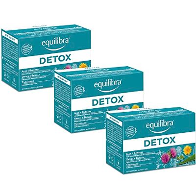 Equilibra Integratori Alimentari Tisane, Tisana Detox, 100% Ingredienti Funzionali, Drenante, con Aloe Vera, Ortica, Bardana, Betulla e Tarassaco, Materiali 100% Riciclabili, 3 Pezzi da 15 Filtri Equilibra Integratori Alimentari Tisane, Tisana Detox, 100% Ingredienti Funzionali, Drenante, con Aloe Vera, Ortica, Bardana, Betulla e Tarassaco, Materiali 100% Riciclabili, 3 Pezzi da 15 Filtri