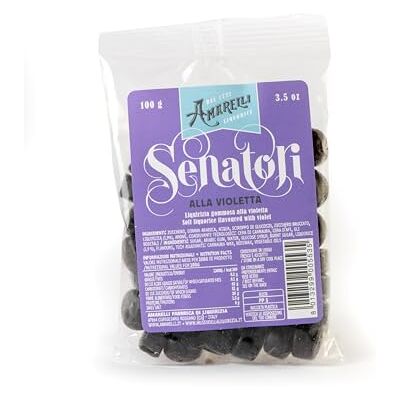 AMARELLI Senatori alla Violetta 100g – Liquirizia Artigianale con Aroma di Violetta, Gusto Delicato e Fiorito, Confezione Pratica AMARELLI Senatori alla Violetta 100g – Liquirizia Artigianale con Aroma di Violetta, Gusto Delicato e Fiorito, Confezione Pratica
