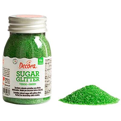 Decora 9262106 Confezione da 100 G Zucchero Glitter Verde Decora 9262106 Confezione da 100 G Zucchero Glitter Verde