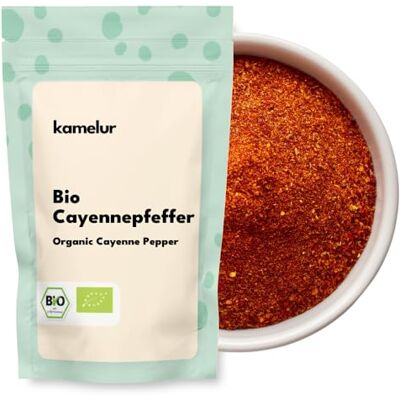 Kamelur 250g di peperoncino di Cayenna BIO in polvere pepe di Cayenna biologico di alta qualità, finemente macinato e senza additivi 9.000 Scoville in confezione biodegradabile Kamelur 250g di peperoncino di Cayenna BIO in polvere pepe di Cayenna biologico di alta qualità, finemente macinato e senza additivi 9.000 Scoville in confezione biodegradabile