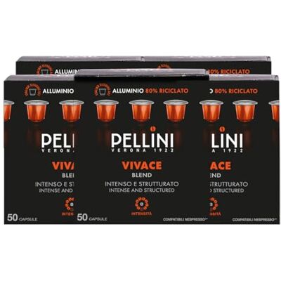 Pellini Vivace, 250 Capsule in Alluminio Miscela di Caffè Arabica e Robusta dal Gusto Corposo e Intenso con Note di Cacao e Pan Pepato, 5 Confezioni da 50 Capsule Pellini Vivace, 250 Capsule in Alluminio Miscela di Caffè Arabica e Robusta dal Gusto Corposo e Intenso con Note di Cacao e Pan Pepato, 5 Confezioni da 50 Capsule
