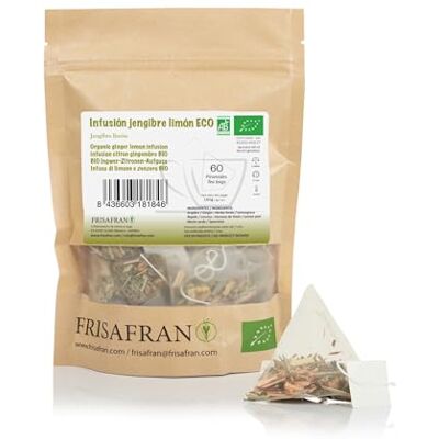 FRISAFRAN O Infuso di Zenzero e Limone in Piramidi Bio 60Un 120g Antiossidante Antinfiammatorio Vitaminico Digestivo Tisana FRISAFRAN O Infuso di Zenzero e Limone in Piramidi Bio 60Un 120g Antiossidante Antinfiammatorio Vitaminico Digestivo Tisana