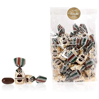 Venchi Astuccio Nougatine Cioccolatini con Nocciole Piemonte I.G.P. rivestite di puro Cioccolato Fondente, 250g Senza Glutine Venchi Astuccio Nougatine Cioccolatini con Nocciole Piemonte I.G.P. rivestite di puro Cioccolato Fondente, 250g Senza Glutine