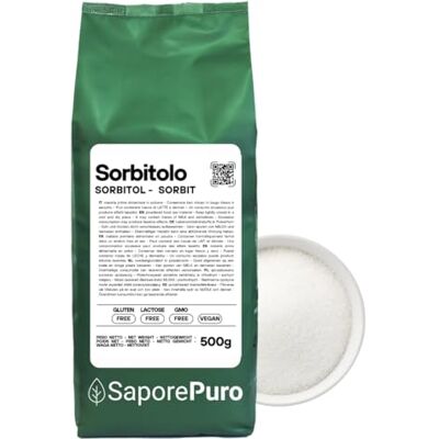 SaporePuro Sorbitolo in Polvere 500gr Dolcificante Ideale per Gelati e Sorbetti Sostituto dello zucchero Senza Glutine Per Cioccolato, prodotti da forno e biscotti Basso indice glicemico SaporePuro Sorbitolo in Polvere 500gr Dolcificante Ideale per Gelati e Sorbetti Sostituto dello zucchero Senza Glutine Per Cioccolato, prodotti da forno e biscotti Basso indice glicemico