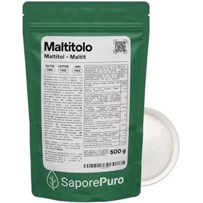SaporePuro MALTITOLO 500 gr dolcificante naturale, sostituto dello zucchero con poche calorie, ideale per dolci bevande e ricette keto senza zucchero SaporePuro MALTITOLO 500 gr dolcificante naturale, sostituto dello zucchero con poche calorie, ideale per dolci bevande e ricette keto senza zucchero
