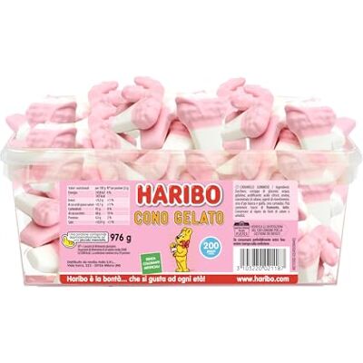 HARIBO Cono Gelato, Caramelle Gommose, Gusto Frutta, 976gr Ideali per feste e relax, Circa 200 Pezzi HARIBO Cono Gelato, Caramelle Gommose, Gusto Frutta, 976gr Ideali per feste e relax, Circa 200 Pezzi