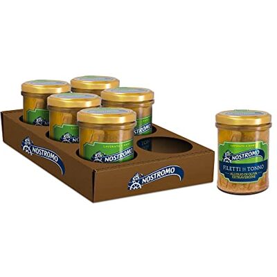 Nostromo Filetti di Tonno all’Olio Extravergine di Oliva 180g – 6 Vasetti, Qualità Superiore, Lavorati a Mano – Fonte di Omega 3, Gusto Premium Nostromo Filetti di Tonno all’Olio Extravergine di Oliva 180g – 6 Vasetti, Qualità Superiore, Lavorati a Mano – Fonte di Omega 3, Gusto Premium