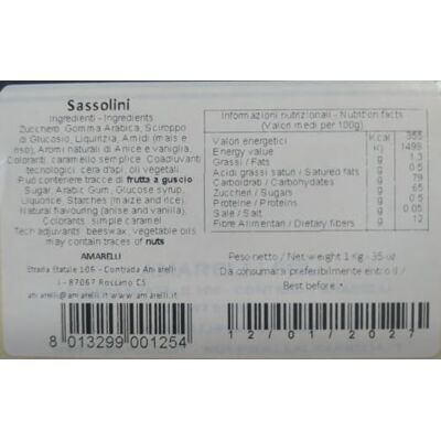 AMARELLI Sassolini Caramelle alla Liquirizia e Menta, Confezione da 1000 g AMARELLI Sassolini Caramelle alla Liquirizia e Menta, Confezione da 1000 g