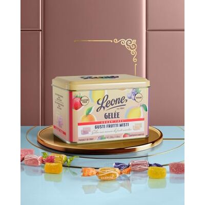 Pastiglie Leone Leone dal 1857 Caramelle Leone Senza Zuccheri Latta Caramelle Gusto Frutta Latta regalo Vegane e Senza Glutine 200g Pastiglie Leone Leone dal 1857 Caramelle Leone Senza Zuccheri Latta Caramelle Gusto Frutta Latta regalo Vegane e Senza Glutine 200g