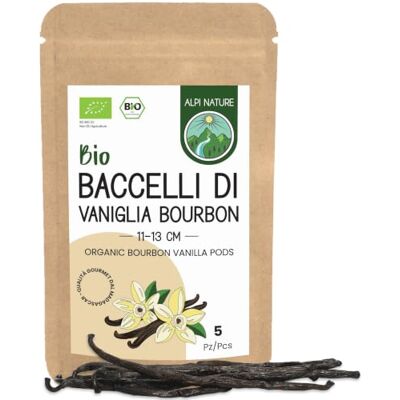 Alpi Nature 5 Bacche di Vaniglia Bourbon Madagascar BIO 11-13cm Vaniglia Bacche Madagascar Qualità Premium per Dolci, Ideale per Torte, Biscotti, Gelati e Budini Alpi Nature 5 Bacche di Vaniglia Bourbon Madagascar BIO 11-13cm Vaniglia Bacche Madagascar Qualità Premium per Dolci, Ideale per Torte, Biscotti, Gelati e Budini