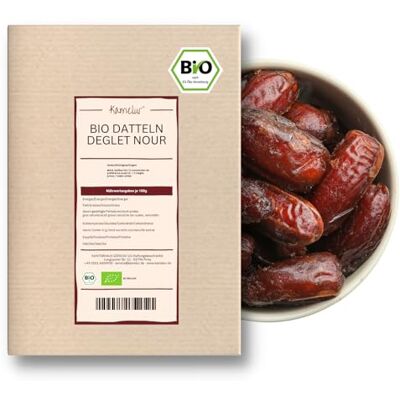 Kamelur 5kg di datteri Deglet Nour BIO denocciolati: datteri naturali essiccati dalla Tunisia, senza alcun additivo Kamelur 5kg di datteri Deglet Nour BIO denocciolati: datteri naturali essiccati dalla Tunisia, senza alcun additivo