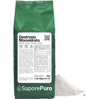 SaporePuro DESTROSIO Monoidrato 1 kg Ideale per Dolci, Gelati e Sorbetti SaporePuro DESTROSIO Monoidrato 1 kg Ideale per Dolci, Gelati e Sorbetti
