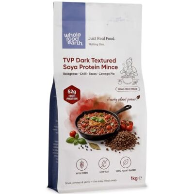 Wholefood Earth TVP Dark Textured Soia Protein Mince 1 kg Senza OGM Alto contenuto di fibre Alto contenuto proteico Wholefood Earth TVP Dark Textured Soia Protein Mince 1 kg Senza OGM Alto contenuto di fibre Alto contenuto proteico
