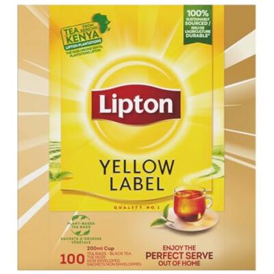 Lipton Yellow Label Quality No. 1 Finest Tea Blend 100 pezzi 200 g – Tè nero di classe premium Lipton Yellow Label Quality No. 1 Finest Tea Blend 100 pezzi 200 g – Tè nero di classe premium