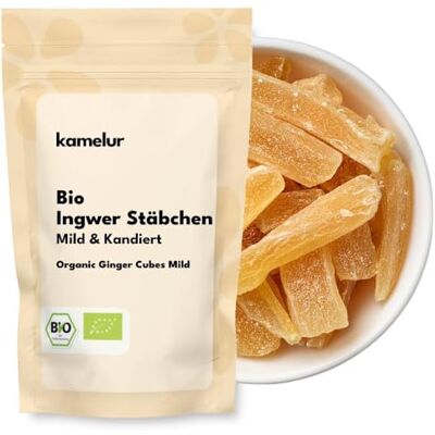 Kamelur 1kg di bastoncini delicati di zenzero BIO: bastoncini di zenzero canditi e zuccherati della migliore qualità biologica, senza solfiti Kamelur 1kg di bastoncini delicati di zenzero BIO: bastoncini di zenzero canditi e zuccherati della migliore qualità biologica, senza solfiti