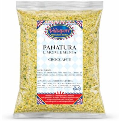 HOME LINE Panatura Limone e Menta, per pesce e verdure, 500 g Farina di frumento con aroma naturale di limone e menta, spezie, olio vegetale e lievito di birra, dal gusto fresco. HOME LINE Panatura Limone e Menta, per pesce e verdure, 500 g Farina di frumento con aroma naturale di limone e menta, spezie, olio vegetale e lievito di birra, dal gusto fresco.
