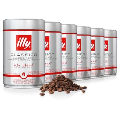 illy 6 barattoli di Caffè in grani Classico, Rosso, 250 g illy 6 barattoli di Caffè in grani Classico, Rosso, 250 g