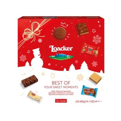 Loacker , Best of Moments Winter 400g, Box Regalo, 44 Pezzi Gusti Assortiti Idea Regalo con Mix di Wafer in Formato Mini Vari Gusti al Cioccolato, Party Box con Vassoio, 44 Cioccolatini Monoporzione Loacker , Best of Moments Winter 400g, Box Regalo, 44 Pezzi Gusti Assortiti Idea Regalo con Mix di Wafer in Formato Mini Vari Gusti al Cioccolato, Party Box con Vassoio, 44 Cioccolatini Monoporzione