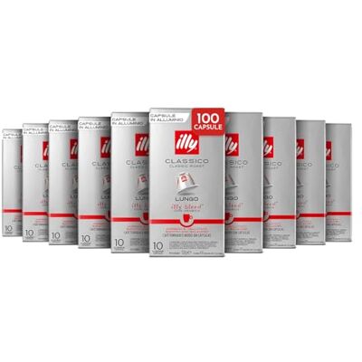 illy , Caffè in Capsule Compatibili CLASSICO Lungo, 100 Capsule Totali illy , Caffè in Capsule Compatibili CLASSICO Lungo, 100 Capsule Totali
