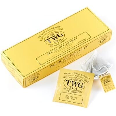 TWG Tea Breakfast Earl Grey Tè Nero Bergamotto 15 Bustine di Tè in Cotone Cucite a Mano Set Regalo TWG Tea Breakfast Earl Grey Tè Nero Bergamotto 15 Bustine di Tè in Cotone Cucite a Mano Set Regalo
