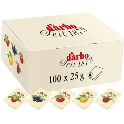 Darbo , Confetture Spalmabili Assortite, Mix di Marmellate Monoporzione al Lampone, Fragola, Albicocca, Ciliegia e Mirtillo Nero, 100 Confetture da 25 g, 20 Porzioni per Gusto, Formato Convenienza Darbo , Confetture Spalmabili Assortite, Mix di Marmellate Monoporzione al Lampone, Fragola, Albicocca, Ciliegia e Mirtillo Nero, 100 Confetture da 25 g, 20 Porzioni per Gusto, Formato Convenienza
