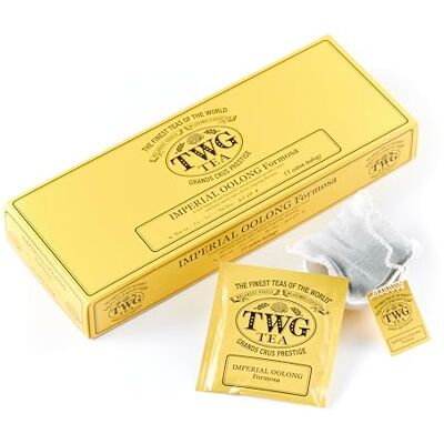 TWG Tea Imperial Oolong Tea Single Estate. Tè oolong in 15 sacchetti di cotone cuciti a mano. Confezione regalo da 37,5 g TWG Tea Imperial Oolong Tea Single Estate. Tè oolong in 15 sacchetti di cotone cuciti a mano. Confezione regalo da 37,5 g