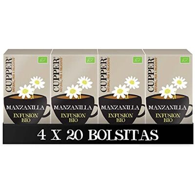 CUPPER Tisana Biologica alla Camomilla (4 confezioni da 20 bustine di tè, totale 80 bustine di tè) CUPPER Tisana Biologica alla Camomilla (4 confezioni da 20 bustine di tè, totale 80 bustine di tè)