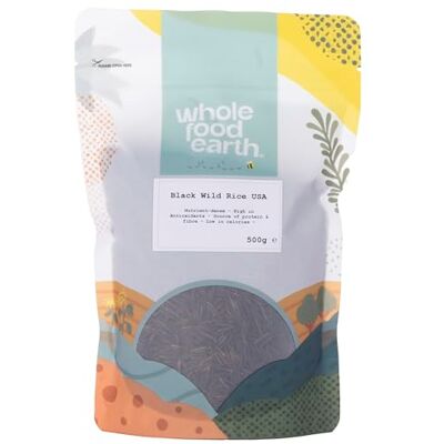 Wholefood Earth Riso selvatico nero terrestre USA senza OGM Naturale Vegano Senza latticini Senza zucchero aggiunto, 500 g Wholefood Earth Riso selvatico nero terrestre USA senza OGM Naturale Vegano Senza latticini Senza zucchero aggiunto, 500 g