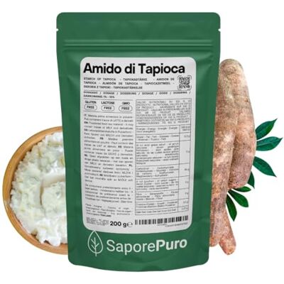 SaporePuro Amido di Tapioca 200 g – Senza Glutine – Addensante Naturale per Creme, Salse, Dolci e Gelati SaporePuro Amido di Tapioca 200 g – Senza Glutine – Addensante Naturale per Creme, Salse, Dolci e Gelati