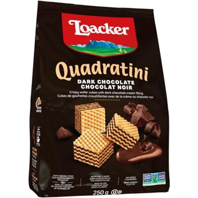 Loacker Quadratini, Bite Size Wafer Cookies, Dark Chocolate, 8.82-Ounce (Pack of 3) Loacker Quadratini, Bite Size Wafer Cookies, Dark Chocolate, 8.82-Ounce (Pack of 3)