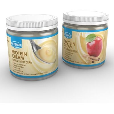 ULTIMATE ITALIA 2 protein cream gusti misti (1 crema pasticcera + 1 mela e cannella) Senza Glutine Low Carb 2x250 g ULTIMATE ITALIA 2 protein cream gusti misti (1 crema pasticcera + 1 mela e cannella) Senza Glutine Low Carb 2x250 g