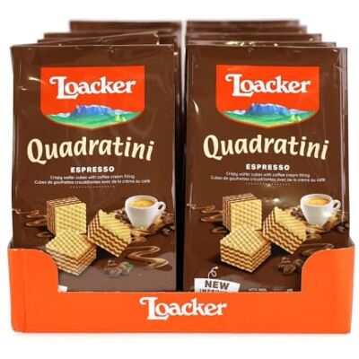 Loacker , Quadratini Espresso, Wafer per colazione, 12 Sacchetti da 250g Biscotti con Cinque Strati di Cialdine Wafer e Quattro di Crema al Caffè Espresso, Snack Dolci per Pause e Merenda Loacker , Quadratini Espresso, Wafer per colazione, 12 Sacchetti da 250g Biscotti con Cinque Strati di Cialdine Wafer e Quattro di Crema al Caffè Espresso, Snack Dolci per Pause e Merenda