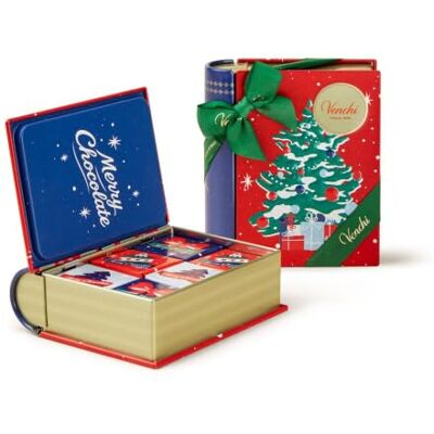 Venchi , Mini Libro Rosso in Latta Natale, 18 Granblend, Senza Glutine, 128 g Venchi , Mini Libro Rosso in Latta Natale, 18 Granblend, Senza Glutine, 128 g