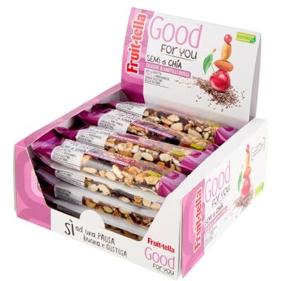 Fruittella Good For You Ciliegie e Mirtilli Rossi, Barrette, Healthy Snack, con Mandorle e Semi di Chia, con Frutta Secca e Disidratata, Confezione da 16 Barrette Fruittella Good For You Ciliegie e Mirtilli Rossi, Barrette, Healthy Snack, con Mandorle e Semi di Chia, con Frutta Secca e Disidratata, Confezione da 16 Barrette