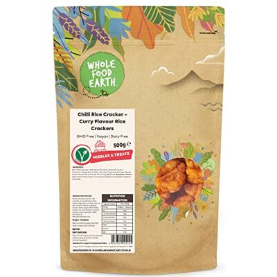 Wholefood Earth Cracker di riso al peperoncino, cracker di riso al gusto curry, 500 g, senza OGM, senza latticini Wholefood Earth Cracker di riso al peperoncino, cracker di riso al gusto curry, 500 g, senza OGM, senza latticini