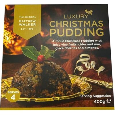 The Original Matthew Walker EST. 1899 Luxury Christmas Pudding 400g x 1 Medium Size The Original Matthew Walker EST. 1899 Luxury Christmas Pudding 400g x 1 Medium Size