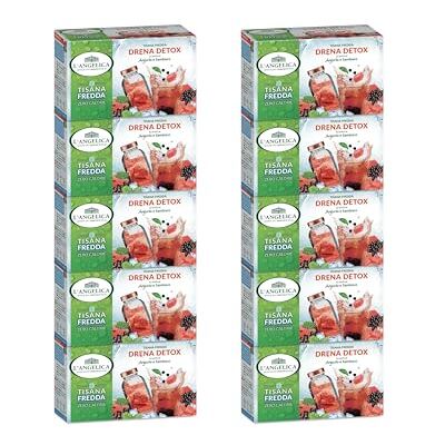 L'Angelica , Tisana Fredda Zero Calorie, Drena Detox, Gusto Anguria e Sambuco, Drenante, Rinfrescante, Con Menta, Finocchio, Betulla, Senza Glutine, Senza Lattosio, Vegana, 10 Confezioni da 18 Filtri L'Angelica , Tisana Fredda Zero Calorie, Drena Detox, Gusto Anguria e Sambuco, Drenante, Rinfrescante, Con Menta, Finocchio, Betulla, Senza Glutine, Senza Lattosio, Vegana, 10 Confezioni da 18 Filtri