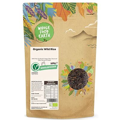 Wholefood Earth Riso selvatico biologico, 500 g, senza OGM, EcoSocial, vegano, crudo, fonte di fibre e proteine, certificato biologico Wholefood Earth Riso selvatico biologico, 500 g, senza OGM, EcoSocial, vegano, crudo, fonte di fibre e proteine, certificato biologico