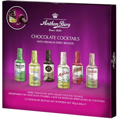 Anthon Berg Cioccolatini Ripieni di Liquore Mix Cocktails, Confezione Regalo Elegante, Originali dalla Danimarca, 187 Grammi, 12 Pezzi Anthon Berg Cioccolatini Ripieni di Liquore Mix Cocktails, Confezione Regalo Elegante, Originali dalla Danimarca, 187 Grammi, 12 Pezzi