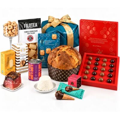 Passerini T'a Milano NEW YORK Cesto Natalizio Gourmet, Panettone Artigianale e Specialita Dolci e Salate, 16 Pezzi, 2,17 kg Passerini T'a Milano NEW YORK Cesto Natalizio Gourmet, Panettone Artigianale e Specialita Dolci e Salate, 16 Pezzi, 2,17 kg