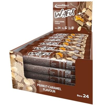 IronMaxx Wafix Arachidi e caramello 24 x 39 g Barretta proteica con pezzi di arachidi A ridotto contenuto di zucchero e croccante IronMaxx Wafix Arachidi e caramello 24 x 39 g Barretta proteica con pezzi di arachidi A ridotto contenuto di zucchero e croccante