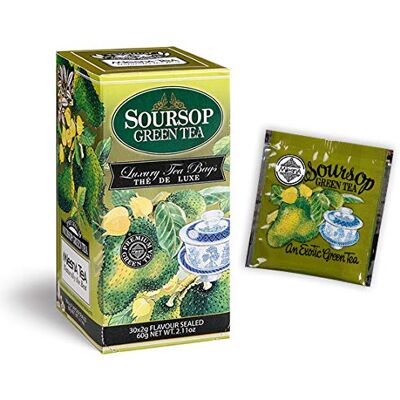 Mlesna Tè Verde al Soursop Tea Confezione da 180 filtri salvaroma laminati in 6 comodi dispenser da 30 filtri l'uno Il benefico tè verde di Ceylon di alta montagna con essenze naturali di soursop Mlesna Tè Verde al Soursop Tea Confezione da 180 filtri salvaroma laminati in 6 comodi dispenser da 30 filtri l'uno Il benefico tè verde di Ceylon di alta montagna con essenze naturali di soursop