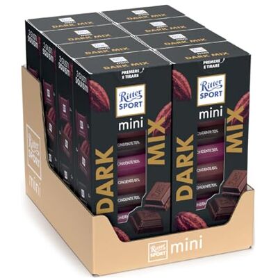 Ritter Sport Mini Tower Dark Mix, 7 Mini Tavolette Cioccolato Fondente 3 Gusti Fondente 50%, Fondente Extra 61%, Fondente Extra 70%, 8 Astucci x 116g Ritter Sport Mini Tower Dark Mix, 7 Mini Tavolette Cioccolato Fondente 3 Gusti Fondente 50%, Fondente Extra 61%, Fondente Extra 70%, 8 Astucci x 116g