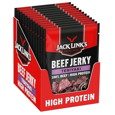 Jack Link's Meat Snacks Jack Link’s Beef Jerky Teriyaki Confezione da 12 (12 x 40 g) Snack di carne essiccata ricco di proteine High Protein per palestra, fitness e outdoor Chips di manzo in stile americano Jack Link's Meat Snacks Jack Link’s Beef Jerky Teriyaki Confezione da 12 (12 x 40 g) Snack di carne essiccata ricco di proteine High Protein per palestra, fitness e outdoor Chips di manzo in stile americano