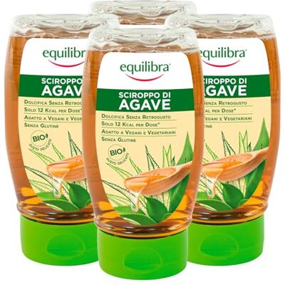 Equilibra Sciroppo di Agave Dolcificante Biologico Vegan Gusto Delicato Senza Glutine 4 Flaconi da 350g Equilibra Sciroppo di Agave Dolcificante Biologico Vegan Gusto Delicato Senza Glutine 4 Flaconi da 350g