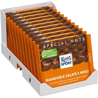 Ritter Sport Mandorle Salate e Miele, Cioccolato al Latte, 11 Pezzi da 100g Ritter Sport Mandorle Salate e Miele, Cioccolato al Latte, 11 Pezzi da 100g